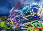 Motion blur of rides at Washington State Fair at Puyallup. Art Print